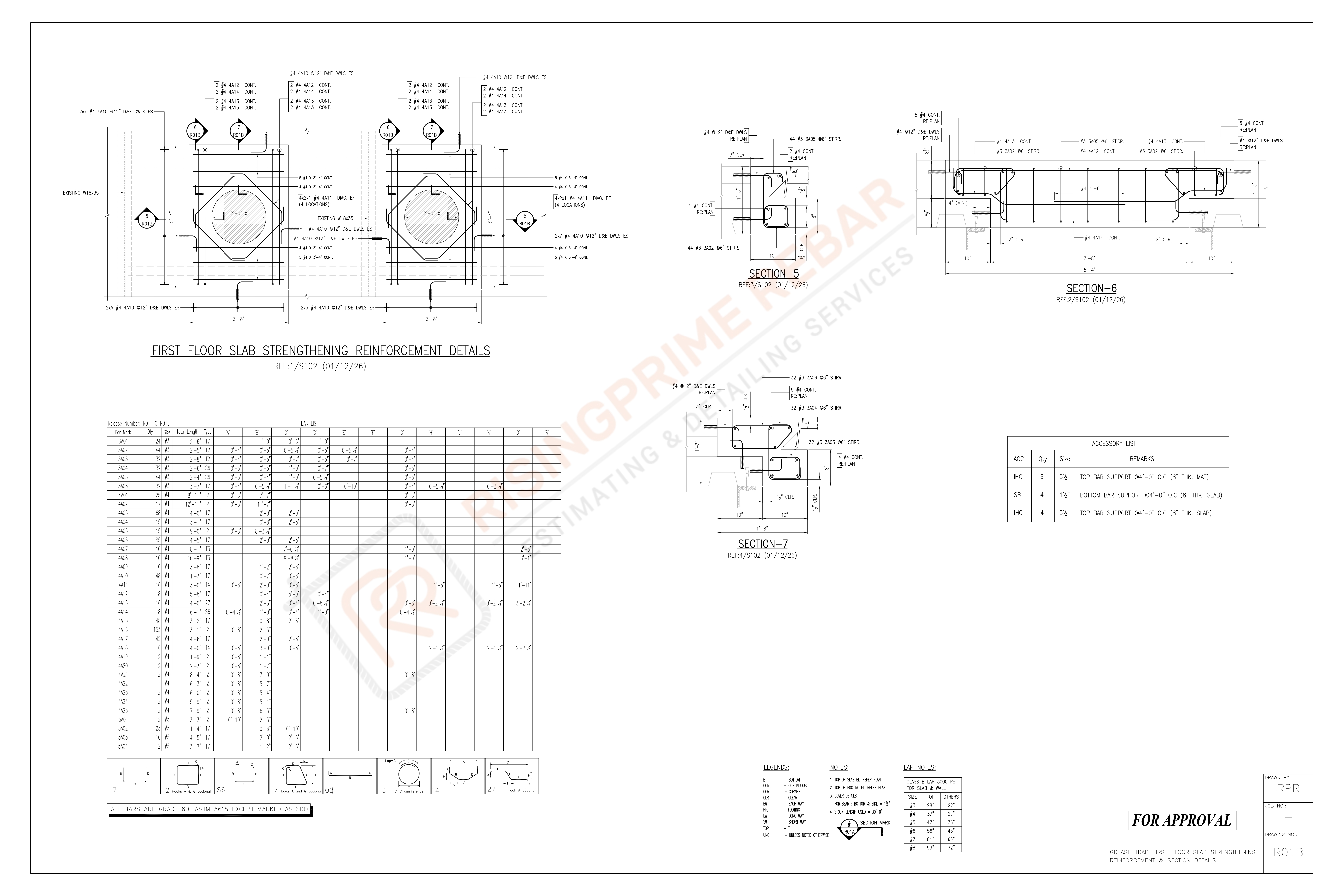 Wall Elevations and Bar Schedules - Sheet 3